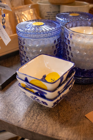 Hand Painted Square Dish with Lemons