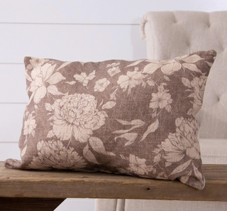Sepia Floral Lumbar Pillow