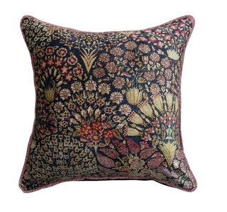 Cotton Velvet Printed Pillow W/ Botanical Pattern