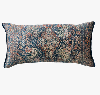 Cotton Blend Velvet Printed Lumbar Pillow - 26"L X 14"H