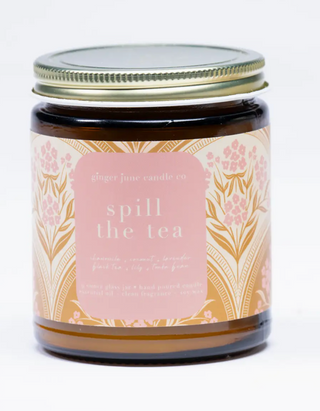 Spill The Tea Essential Oil Soy Candle in Glass Jar