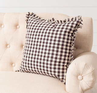 Brown and Cream Checkered Pillow