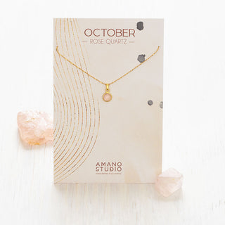Birthstone Necklace October | Rose Quartz
